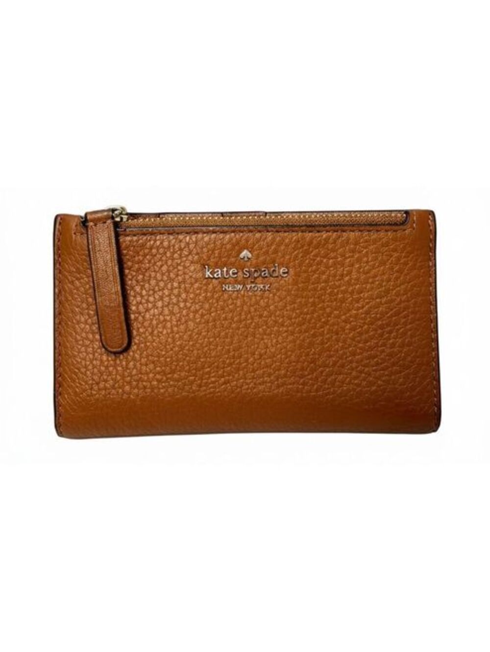 Kate Spade New York Pebbled Leather Bifold Wallet in Tan Brown -GUC